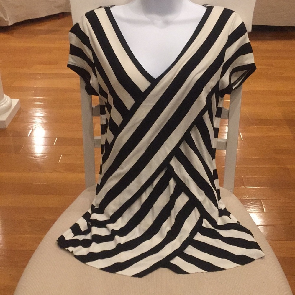Vince Camuto Black and White Striped Top